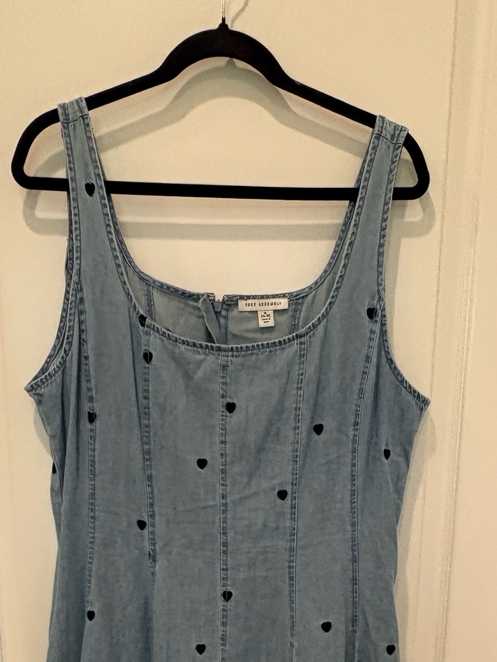 Viral Free Assembly Denim Heart Midi Dress Size XL Excellent Condition